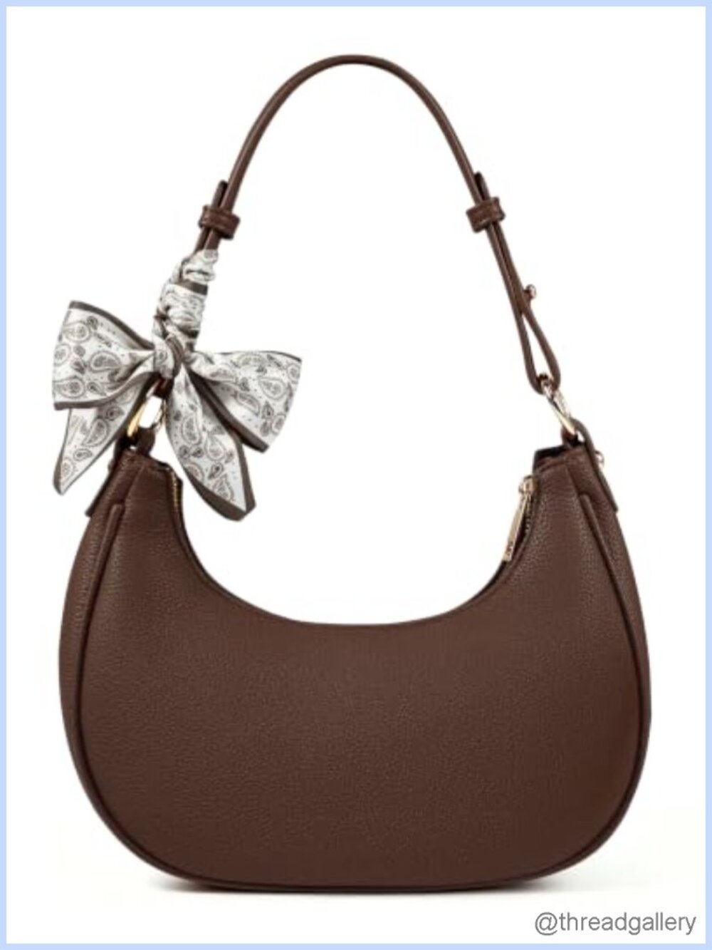Small Litchi Faux Leather Crescent Shoulder Bag Underarm Purse